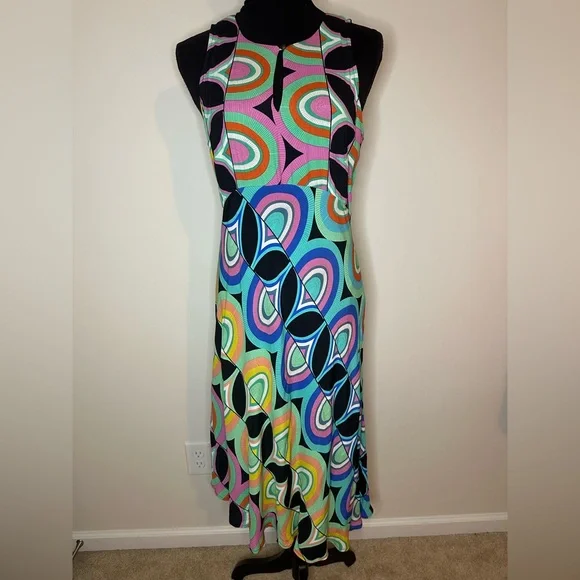 Anthropologie Kenzie Asymmetrical Dress- Groovy Multicolor- Retro Sz 8 NWT #785 - Picture 2 of 12